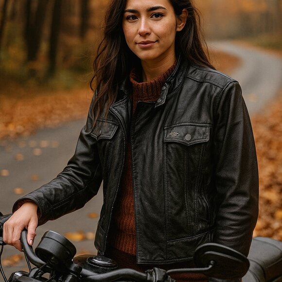 HARLEY-DAVIDSON Women's Motorcycle Leather - Black Jacket - Size Small - Picture 1 of 16